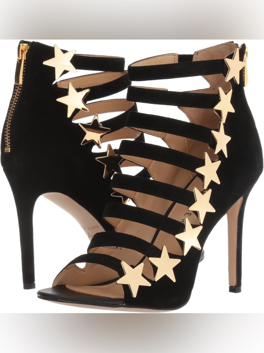 Katy Perry Collections the stella Black Suede Star-Accent Strappy Heels